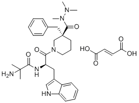 CAS # 339539-92-3, Anamorelin (Fumarate), 2-amino-N-[(2R)-1-[(3R)-3-benzyl-3-[dimethylamino(methyl)carbamoyl]piperidin-1-yl]-3-(1H-indol-3-yl)-1-oxopropan-2-yl]-2-methylpropanamide,(E)-but-2-enedioic acid