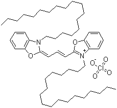 structure of CAS# 34215-57-1, 3-十八烷基-2-[3-(3-十八烷基-2(3H)-苯并恶唑-2-亚基)-1-丙烯-1-基]苯并恶唑鎓高氯酸盐