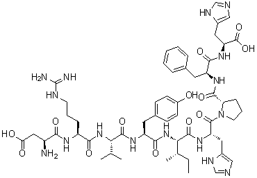 CAS # 34273-12-6, Angiotensin-(1-9) (human), 5-L-Isoleucine-1-9-angiotensin I, (Ile5,de-Leu10)-angiotensin I, 1-9-(5-Ile)-Angiotensin, 1-9-Angiotensin I (human)