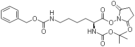 structure of CAS# 34404-36-9, N2-[(1,1-Dimethylethoxy)carbonyl]-N6-[(phenylmethoxy)carbonyl]-L-lysine 2,5-dioxo-1-pyrrolidinyl ester
