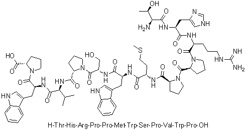 CAS # 344618-30-0, L-Threonyl-L-histidyl-L-arginyl-L-prolyl-L-prolyl-L-methionyl-L-tryptophyl-L-seryl-L-prolyl-L-valyl-L-tryptophyl-L-proline