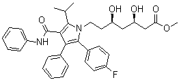 structure of CAS# 345891-62-5, (betaR,deltaR)-2-(4-Fluorophenyl)-beta,delta-dihydroxy-5-(1-methylethyl)-3-phenyl-4-[(phenylamino)carbonyl]-1H-pyrrole-1-heptanoic acid methyl ester