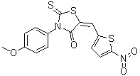 structure of CAS# 346640-08-2, 3-(4-甲氧基苯基)-5-[(5-硝基-2-噻吩基)亚甲基]-2-硫代-4-噻唑烷酮
