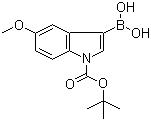 CAS # 348640-19-7, 1-tert-Butyloxycarbonyl-5-methoxy-1H-indole-3-boronic acid, 3-Borono-5-methoxy-1H-indole-1-carboxylic acid 1-(1,1-dimethylethyl) ester