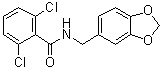 structure of CAS# 349438-38-6, N-(1,3-Benzodioxol-5-ylmethyl)-2,6-dichlorobenzamide
