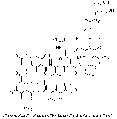 CAS 登录号：350473-90-4, L-丝氨酰-L-缬氨酰-L-丝氨酰-L-alpha-谷氨酰-L-丝氨酰-L-alpha-天冬氨酰-L-苏氨酰-L-异亮氨酰-L-精氨酰-L-丝氨酰-L-异亮氨酰-L-丝氨酰-L-异亮氨酰-L-丙氨酰-L-丝氨酸