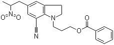 structure of CAS# 350797-56-7, 1-[3-(苯甲酰氧基)丙基]-2,3-二氢-5-(2-硝基丙基)-1H-吲哚-7-甲腈