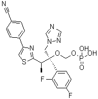 CAS # 351227-64-0, Fosravuconazole, 4-[2-[(1R,2R)-2-(2,4-Difluorophenyl)-1-methyl-2-[(phosphonooxy)methoxy]-3-(1H-1,2,4-triazol-1-yl)propyl]-4-thiazolyl]benzonitrile, E 1224
