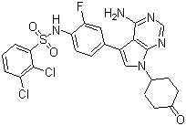 CAS # 364355-93-1, N1-[4-[4-Amino-7-(4-oxocyclohexyl)-7H-pyrrolo[2,3-d]pyrimidin-5-yl]-2-fluorophenyl]-2,3-dichloro-1-benzenesulfonamide