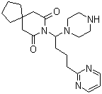 CAS 登录号：36505-84-7, 丁螺环酮, 8-[4-(嘧啶-2-基)-1-哌嗪基丁基]-8-氮杂螺[4,5]癸烷-7,9-二酮