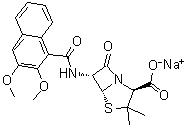CAS 登录号：36518-38-4, (2S,5R,6R)-6-[[(2,3-二甲氧基-1-萘基)羰基]氨基]-3,3-二甲基-7-氧代-4-硫杂-1-氮杂双环[3.2.0]庚烷-2-羧酸单钠盐