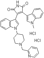 CAS # 365253-37-8, LY-317615 dihydrochloride, 3-(1-Methyl-1H-indol-3-yl)-4-[1-[1-(2-pyridinylmethyl)-4-piperidinyl]-1H-indol-3-yl]-1H-pyrrole-2,5-dione hydrochloride