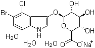 structure of CAS# 370100-64-4, beta-D-Glucopyranosiduronic acid 5-bromo-4-chloro-1H-indol-3-yl sodium salt hydrate
