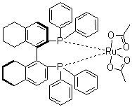 structure of CAS# 374067-51-3, [(R)-(+)-2,2'-双(二苯基膦)-5,5',6,6',7,7',8,8'-八氢-1,1'-联萘]钌二乙酸盐
