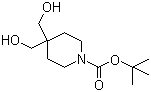 structure of CAS# 374794-84-0, 4,4-Bis(hydroxymethyl)piperidine-1-carboxylic acid tert-butyl ester