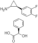 structure of CAS# 376608-71-8, (1R,2S)-2-(3,4-Difluorophenyl)cyclopropanaminium (2R)-hydroxy(phenyl)ethanoate