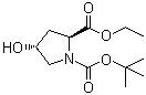 structure of CAS# 37813-30-2, 1-tert-Butoxycarbonyl-4R-hydroxy-L-proline ethyl ester