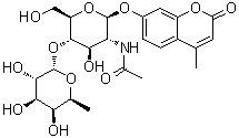 CAS 登录号：383160-13-2, 7-[[2-(乙酰氨基)-2-脱氧-4-O-(6-脱氧-alpha-L-吡喃半乳糖基)-beta-D-吡喃葡萄糖基]氧基]-4-甲基-2H-1-苯并吡喃-2-酮