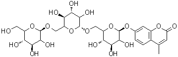 CAS # 383160-16-5, 7-[(O-beta-D-Glucopyranosyl-(1→6)-O-beta-D-glucopyranosyl-(1→6)-beta-D-glucopyranosyl)oxy]-4-methyl-2H-1-benzopyran-2-one