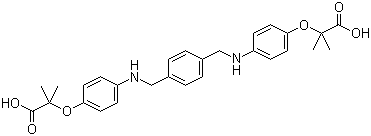 2,2'-[1,4-Phenylenebis(methyleneimino-4,1-phenyleneoxy)]bis[2-methylpropanoic acid] molecular structure (CAS 385437-91-2)