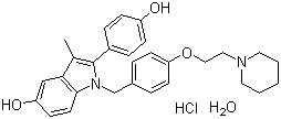 CAS 登录号：389125-71-7, 哌喷昔芬盐酸盐一水物, 2-(4-羟基苯基)-3-甲基-1-[4-[2-(1-哌啶基)乙氧基]苄基]-1H-吲哚-5-醇盐酸盐一水物