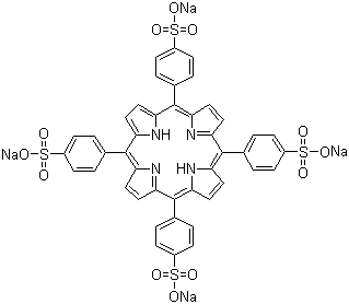 structure of CAS# 39050-26-5, 5,10,15,20-Tetrakis(sodium 4-sulfonatophenyl)-21H,23H-porphyrin