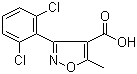 structure of CAS# 3919-76-4, 3-(2,6-Dichlorophenyl)-5-methylisoxazole-4-carboxylic acid
