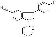 CAS # 395100-09-1, 3-(4-Fluorophenyl)-1-(tetrahydro-2H-pyran-2-yl)-1H-indazole-5-carbonitrile