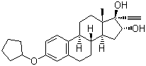 CAS 登录号：39791-20-3, 尼尔雌醇, 戊炔雌三醇, 3-(环戊氧基)-19-去甲基-17a-孕甾-1,3,5(10)-三烯-20-炔-16a,17-二醇