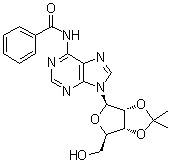 structure of CAS# 39947-04-1, N6-Benzoyl-2',3'-O-isopropylideneadenosine