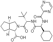 (1S,3aR,6aS)-(2S)-2-Cyclohexyl-N-(2-pyrazinylcarbonyl)glycyl-3-methyl-L-valyloctahydrocyclopenta[c]pyrrole-1-carboxylic acid molecular structure (CAS 402958-98-9)