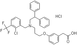CAS # 405911-17-3, 2-[3-[3-[[2-Chloro-3-(trifluoromethyl)benzyl](2,2-diphenylethyl)amino]propoxy]phenyl]acetic acid hydrochloride