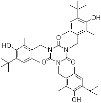 structure of CAS# 40601-76-1, Tris(4-tert-butyl-3-hydroxy-2,6-dimethylbenzyl) isocyanurate