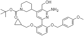 3-[2-Amino-6-[2-(cyclopropylmethoxy)-6-[(4-methoxyphenyl)methoxy]phenyl]-3-(hydroxymethyl)-4-pyridinyl]-1-piperidinecarboxylic acid tert-butyl ester molecular structure (CAS 406212-99-5)