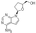 structure of CAS# 40627-30-3, (2S,5R)-5-(4-Amino-7H-pyrrolo[2,3-d]pyrimidin-7-yl)tetrahydro-2-furanmethanol
