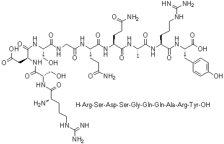 L-Arginyl-L-seryl-L-alpha-aspartyl-L-serylglycyl-L-glutaminyl-L-glutaminyl-L-alanyl-L-arginyl-L-tyrosine molecular structure (CAS 406478-23-7)