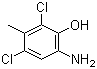 structure of CAS# 40677-44-9, 6-Amino-2,4-dichloro-3-methylphenol