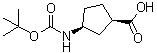 顺式-3-(叔丁氧羰基氨基)环戊烷-1-羧酸分子结构 (CAS 410090-37-8)
