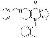 2,6,7,8,9,10-Hexahydro-10-[(2-methylphenyl)methyl]-7-(phenylmethyl)imidazo[1,2-a]pyrido[4,3-d]pyrimidin-5(3H)-one molecular structure (CAS 41276-02-2)
