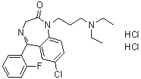 7-Chloro-1-[3-(diethylamino)propyl]-5-(o-fluorophenyl)-1,3-dihydro-2H-1,4-benzodiazepin-2-one dihydrochloride molecular structure (CAS 4130-75-0)