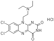 CAS 登录号：41572-59-2, 7,8-二氯-10-[2-(二乙基氨基)乙基]苯并[g]蝶啶-2,4(3H,10H)-二酮单盐酸盐