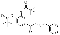 structure of CAS# 42146-03-2, 2,2-Dimethylpropanoic acid 4-[[methyl(phenylmethyl)amino]acetyl]-1,2-phenylene ester