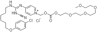 CAS 登录号：432037-57-5, 1-[[[[2-[2-[2-[2-甲氧基乙氧基]乙氧基]乙氧基]乙氧基]羰基]氧基]甲基]-4-[N'-氰基-N''-[6-[4-氯苯氧基]己基]胍基]氯化吡啶