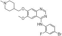 CAS # 443913-73-3 (338992-00-0), Vandetanib, 4-(4-Bromo-2-fluoroanilino)-6-methoxy-7-[(1-methylpiperidin-4-yl)methoxy]quinazoline