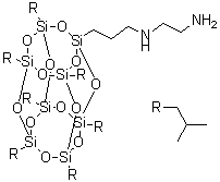 structure of CAS# 444315-16-6, N1-[3-[3,5,7,9,11,13,15-Heptakis(2-methylpropyl)pentacyclo[9.5.1.1(3,9).1(5,15).1(7,13)]octasiloxan-1-yl]propyl]-1,2-ethanediamine