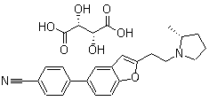 CAS 登录号：460748-71-4, 4-[2-[2-[(2R)-2-甲基-1-吡咯烷基]乙基]-5-苯并呋喃基]苯腈酒石酸盐