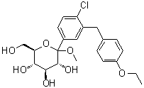 structure of CAS# 461432-24-6, Methyl 1-C-[4-chloro-3-[(4-ethoxyphenyl)methyl]phenyl]-D-glucopyranoside
