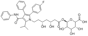 structure of CAS# 463962-58-5, 1-O-[(3R,5R)-7-{2-(4-Fluorophenyl)-4-[(Z)-hydroxy(phenylimino)methyl]-5-isopropyl-3-phenyl-1H-pyrrol-1-yl}-3,5-dihydroxyheptanoyl]-β-D-glucopyranuronic acid