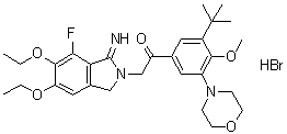 CAS # 474550-69-1, Atopaxar hydrobromide, 2-(5,6-Diethoxy-7-fluoro-1,3-dihydro-1-imino-2H-isoindol-2-yl)-1-[3-(1,1-dimethylethyl)-4-methoxy-5-(4-morpholinyl)phenyl]ethanone monohydrobromide, E 5555 hydrobromide, ER 172594-06