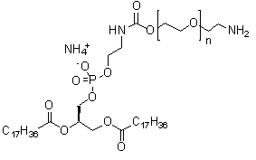 CAS # 474922-26-4, alpha-[(9R)-6-Hydroxy-6-oxido-1,12-dioxo-9-[(1-oxooctadecyl)oxy]-5,7,11-trioxa-2-aza-6-phosphanonacos-1-yl]-omega-(2-aminoethoxy)-poly(oxy-1,2-ethanediyl) ammonium salt, DSPE-PEG 2000 Amine, DSPE-PEG 2000NH2 ammonium salt, DSPE-PEG Amine, DSPE-PEG-NH2, DSPE-PEG2000-NH2